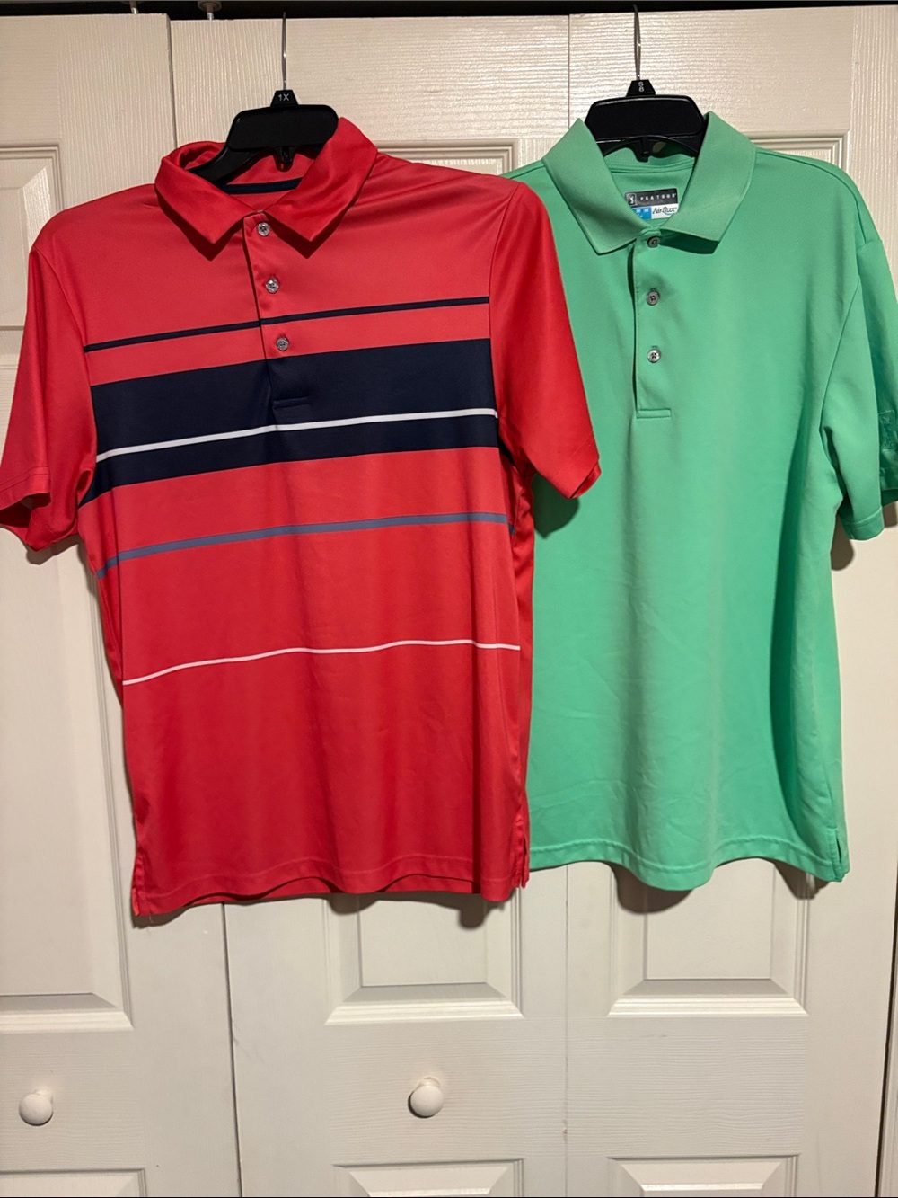 PGA Tour Red Striped Polo & PGA Tour Mint Green Polo